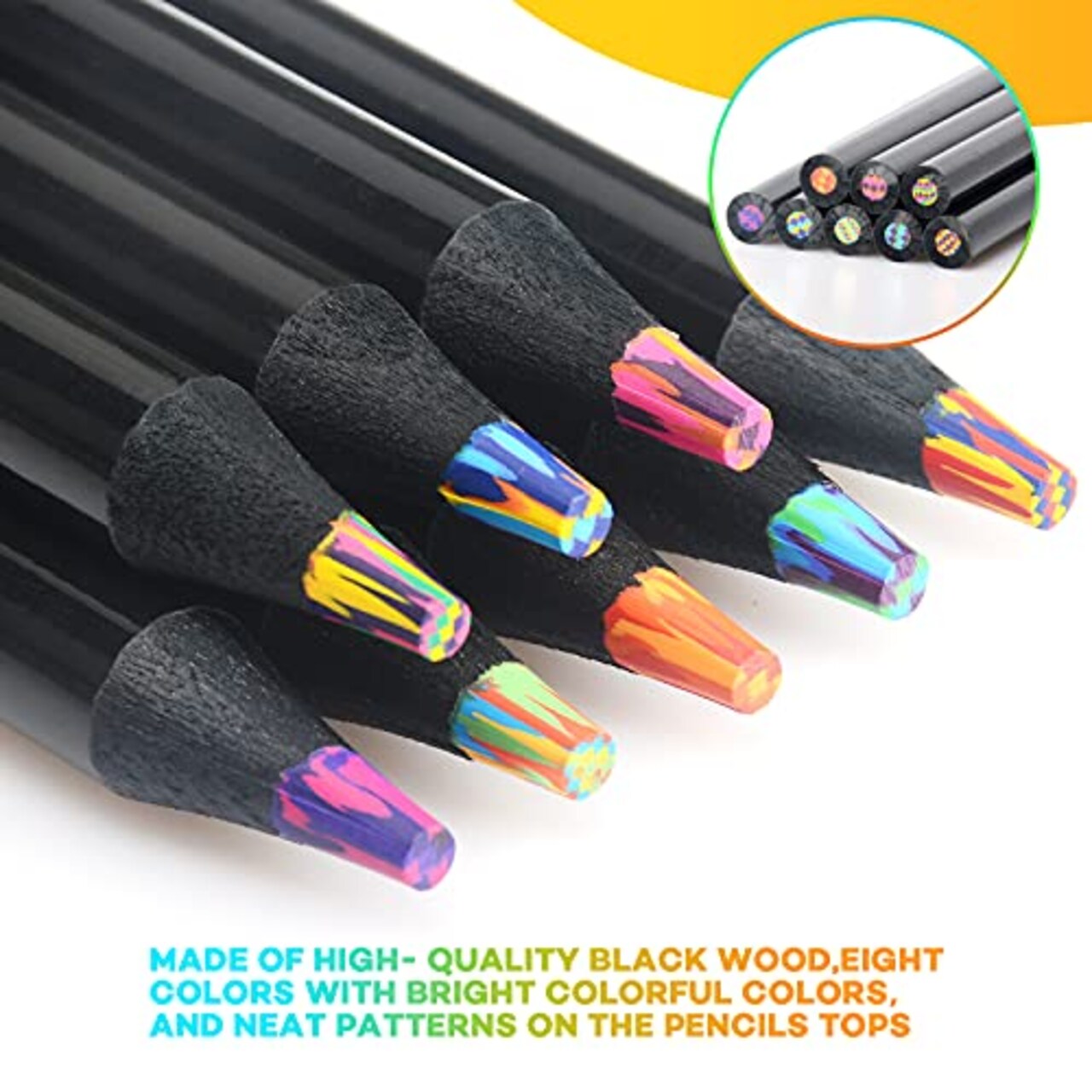 8 Pieces Rainbow Pencils, Jumbo Colored Pencils for Adults, Multicolored Pencils Art Supplies for Drawing, Coloring, Sketching, Christmas Gifts Stocking Stuffers, Pre-sharpened